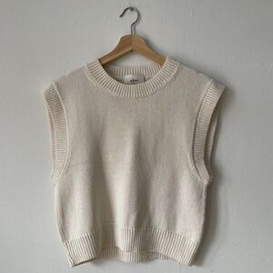 WILFRED cream knit wool sweater vest